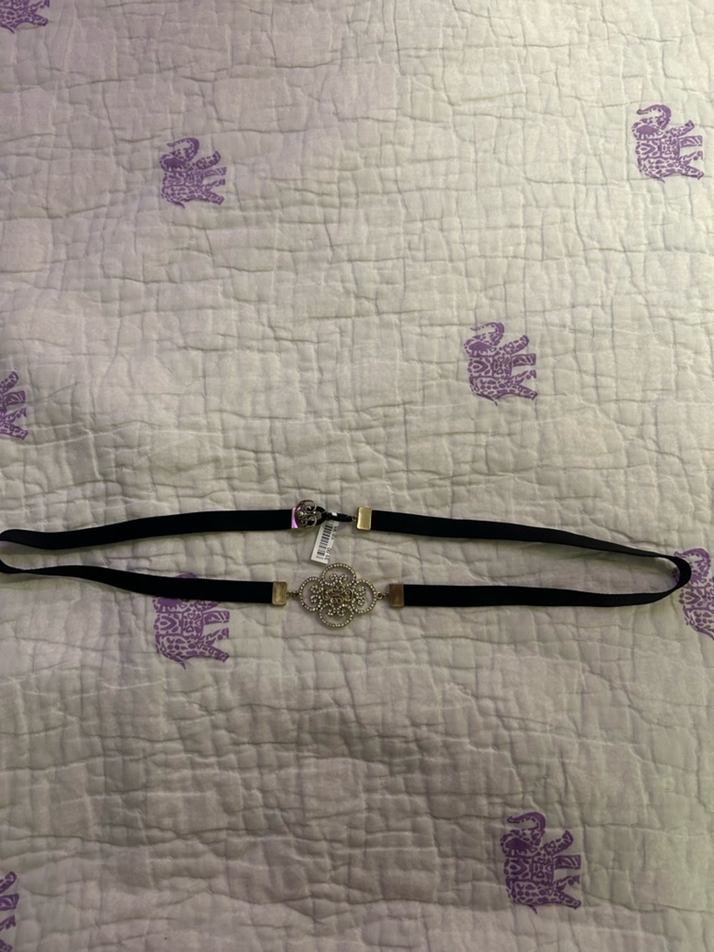 Women's Black Velvet Belt with Decorative Silver Medallion